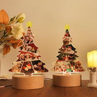 Lampe photo collage personnalisée en forme de sapin de Noël avec photos