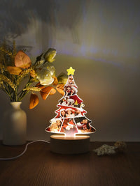 Lampe photo collage personnalisée en forme de sapin de Noël avec photos