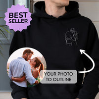 Aangepast portret van foto naar shirt, sweatshirt met omtrekfoto, aangepaste foto, aangepast portret, koppelhoodie, koppelshirt, koppelhoodie