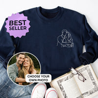 Aangepast portret van foto naar shirt, sweatshirt met omtrekfoto, aangepaste foto, aangepast portret, koppelhoodie, koppelshirt, koppelhoodie