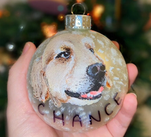 Gepersonaliseerde handgeschilderde kerstversieringen van huisdieren, handgeschilderde kerstbal voor huisdieren, gepersonaliseerde handgeschilderde ornamenten van huisdieren, huisdierversiering