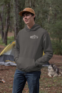 Hoodie met geborduurde autofoto en lijntekeningen, sweatshirt met aangepaste autocontouren, hoodie met capuchon