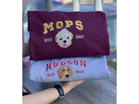 Gepersonaliseerde sweatshirt met geborduurde hond van foto, gepersonaliseerde sweatshirt met geborduurde hond, sweatshirt met dierengezicht, ronde hals, T-shirt of hoodie