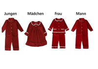 Gepersonaliseerde kerstpyjama's voor het hele gezin - op maat gemaakte rode fluwelen pyjama's