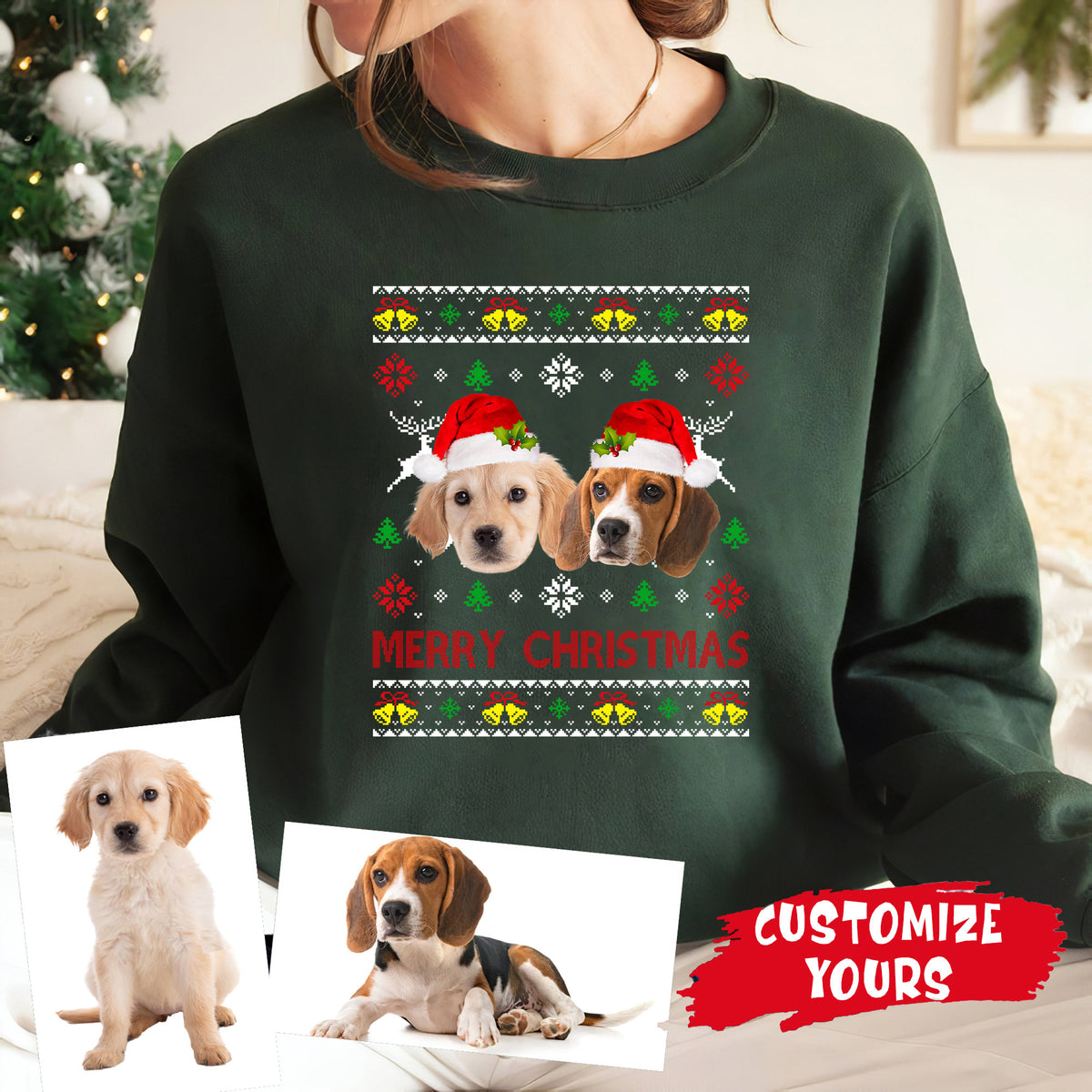 Sweat-shirt de Noël personnalisé avec photo pour chien et chat