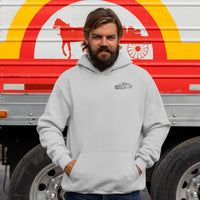 Hoodie met geborduurde autofoto en lijntekeningen, sweatshirt met aangepaste autocontouren, hoodie met capuchon