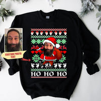 Sweat-shirt de Noël personnalisé avec photo visage, sweat-shirt personnalisé Père Noël pour Noël pull de Noël moche avec photo