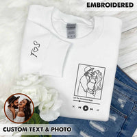 Sweatshirt met geborduurd portret van een foto, sweatshirt met geborduurd koppel