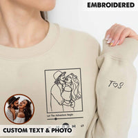Sweatshirt met geborduurd portret van een foto, sweatshirt met geborduurd koppel