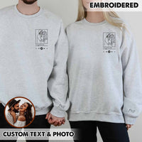 Sweatshirt met geborduurd portret van een foto, sweatshirt met geborduurd koppel