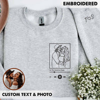 Sweatshirt met geborduurd portret van een foto, sweatshirt met geborduurd koppel