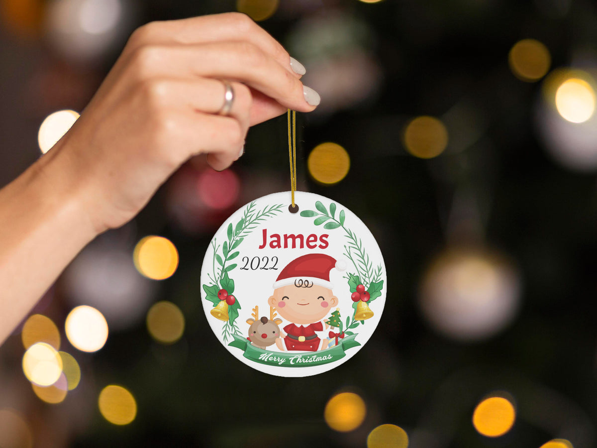 Décoration de Noël personnalisée pour bébé 2023, décoration de Noël personnalisée en céramique, cadeau de naissance personnalisé