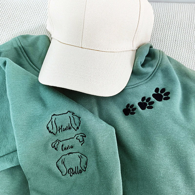 Aangepaste geborduurde huisdiertrui met hondenoorcontour, hondenvaderhoodie, gepersonaliseerd