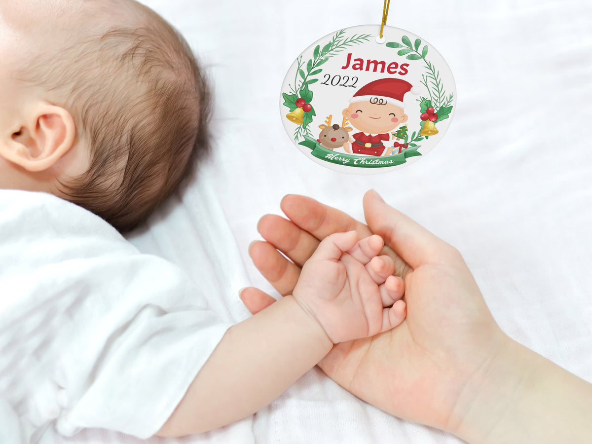 Décoration de Noël personnalisée pour bébé 2023, décoration de Noël personnalisée en céramique, cadeau de naissance personnalisé