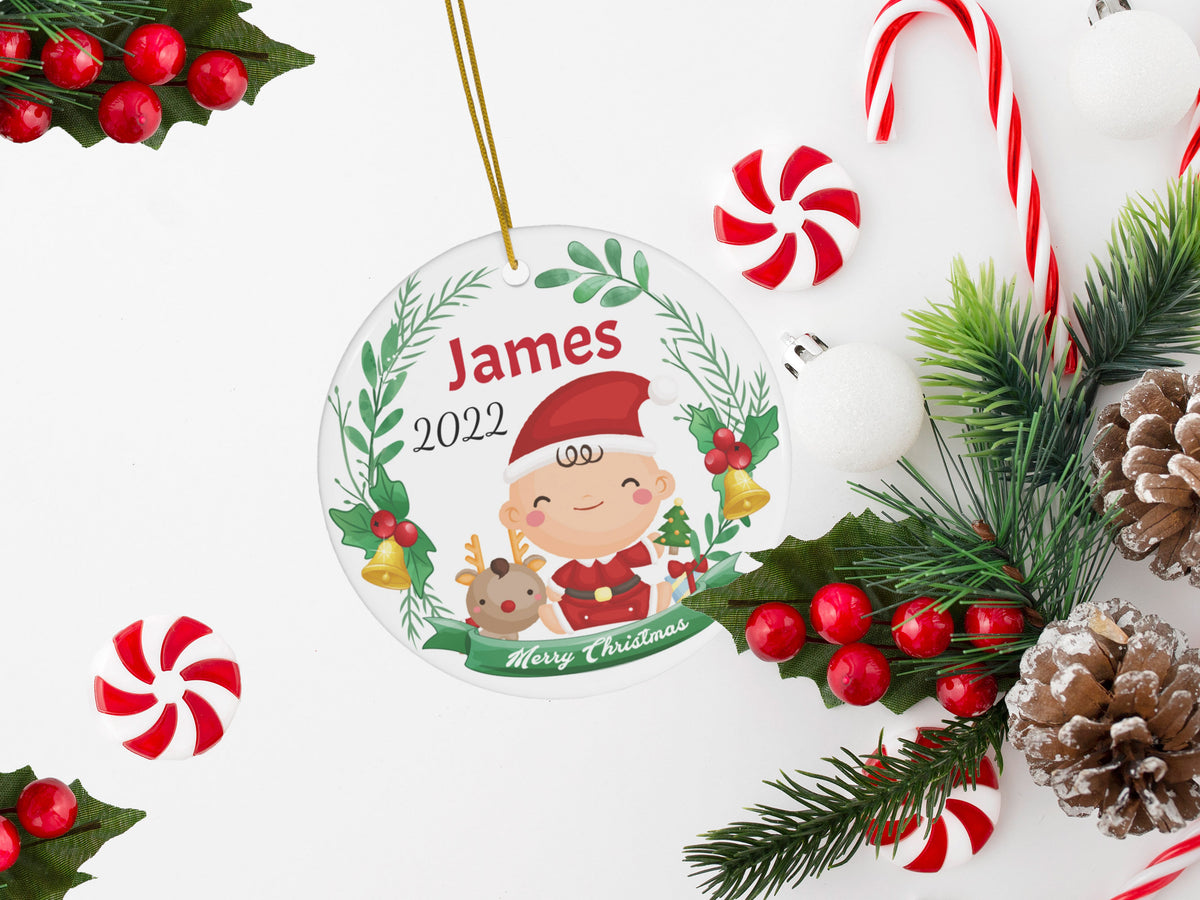 Décoration de Noël personnalisée pour bébé 2023, décoration de Noël personnalisée en céramique, cadeau de naissance personnalisé