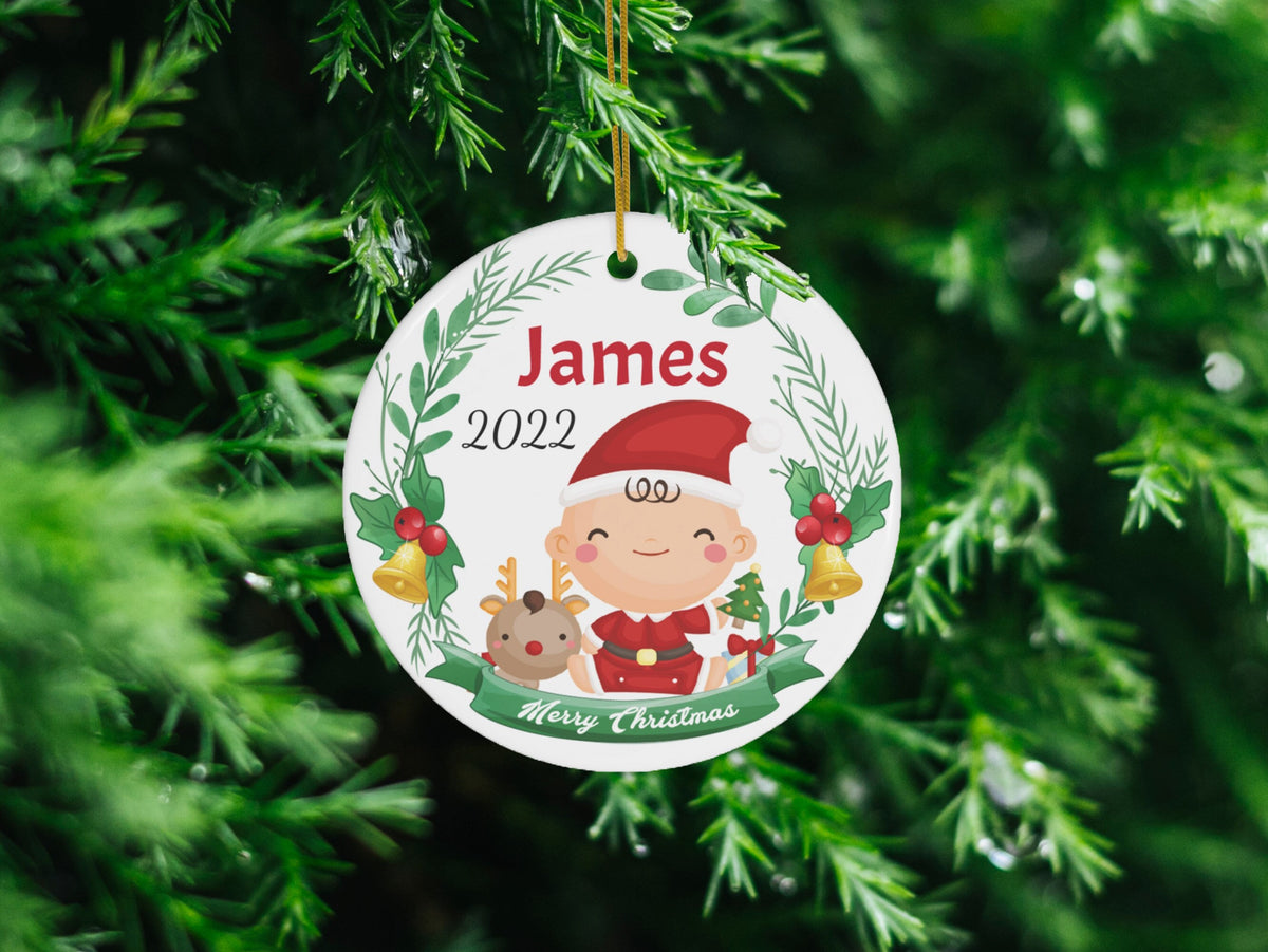 Décoration de Noël personnalisée pour bébé 2023, décoration de Noël personnalisée en céramique, cadeau de naissance personnalisé