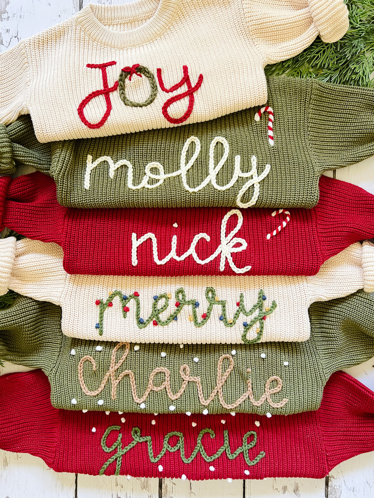 Pulls de NOËL personnalisés avec broderie à la main pour bébés et tout-petits