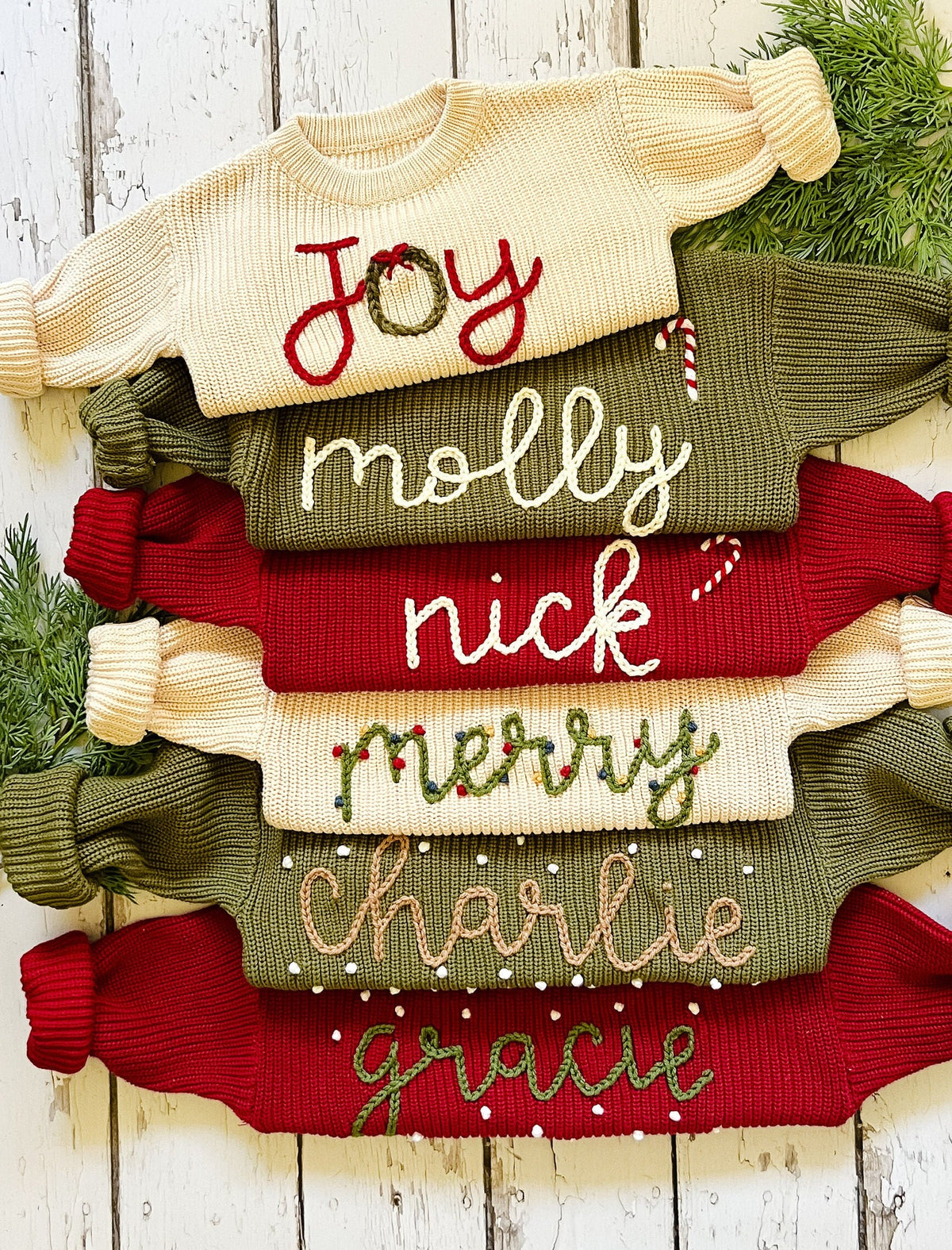 Pulls de NOËL personnalisés avec broderie à la main pour bébés et tout-petits