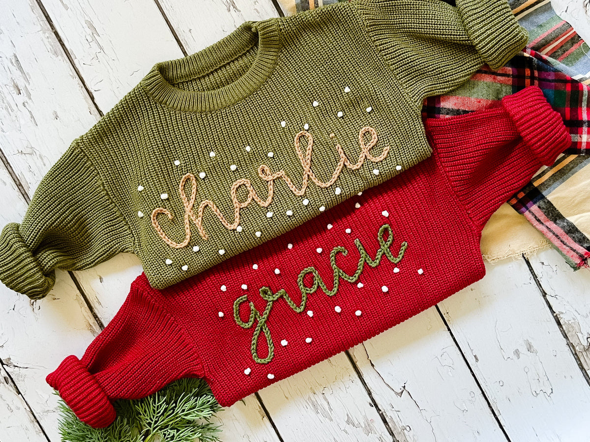 Pulls de NOËL personnalisés avec broderie à la main pour bébés et tout-petits