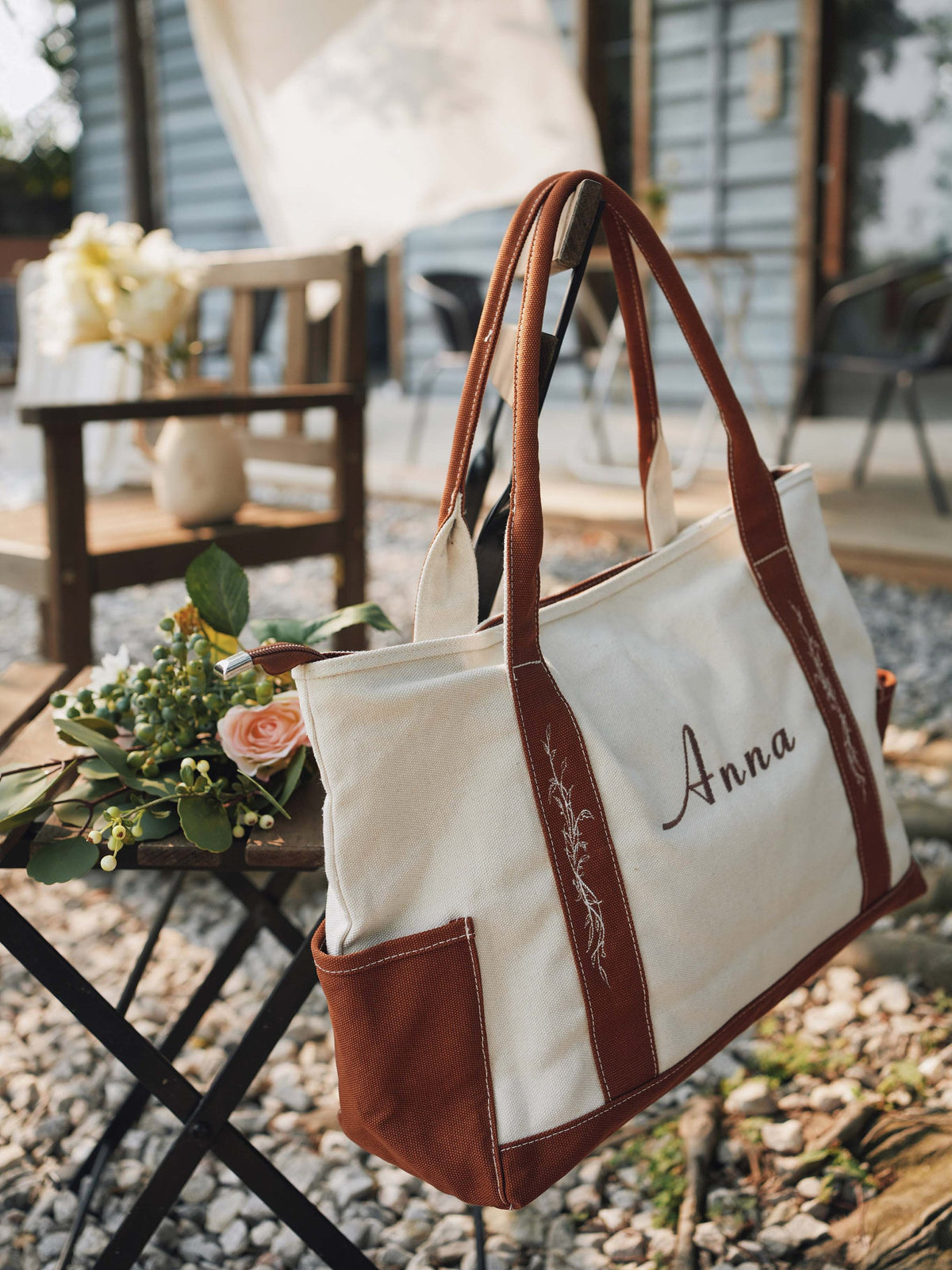 Tote bag voor bruidsmeisjes, cadeau voor bruidsmeisjes, gepersonaliseerde tote bag voor varen, geborduurde canvas tote bag, tote bag voor bruidsdouches, cadeau voor moeder, cadeau voor moeder