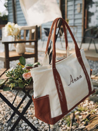 Tote bag voor bruidsmeisjes, cadeau voor bruidsmeisjes, gepersonaliseerde tote bag voor varen, geborduurde canvas tote bag, tote bag voor bruidsdouches, cadeau voor moeder, cadeau voor moeder