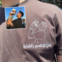 Papa sweatshirt met foto, gepersonaliseerd geborduurd portretshirt met naam op de mouw, vader-dochterportret, papa hoodie, papa cadeau