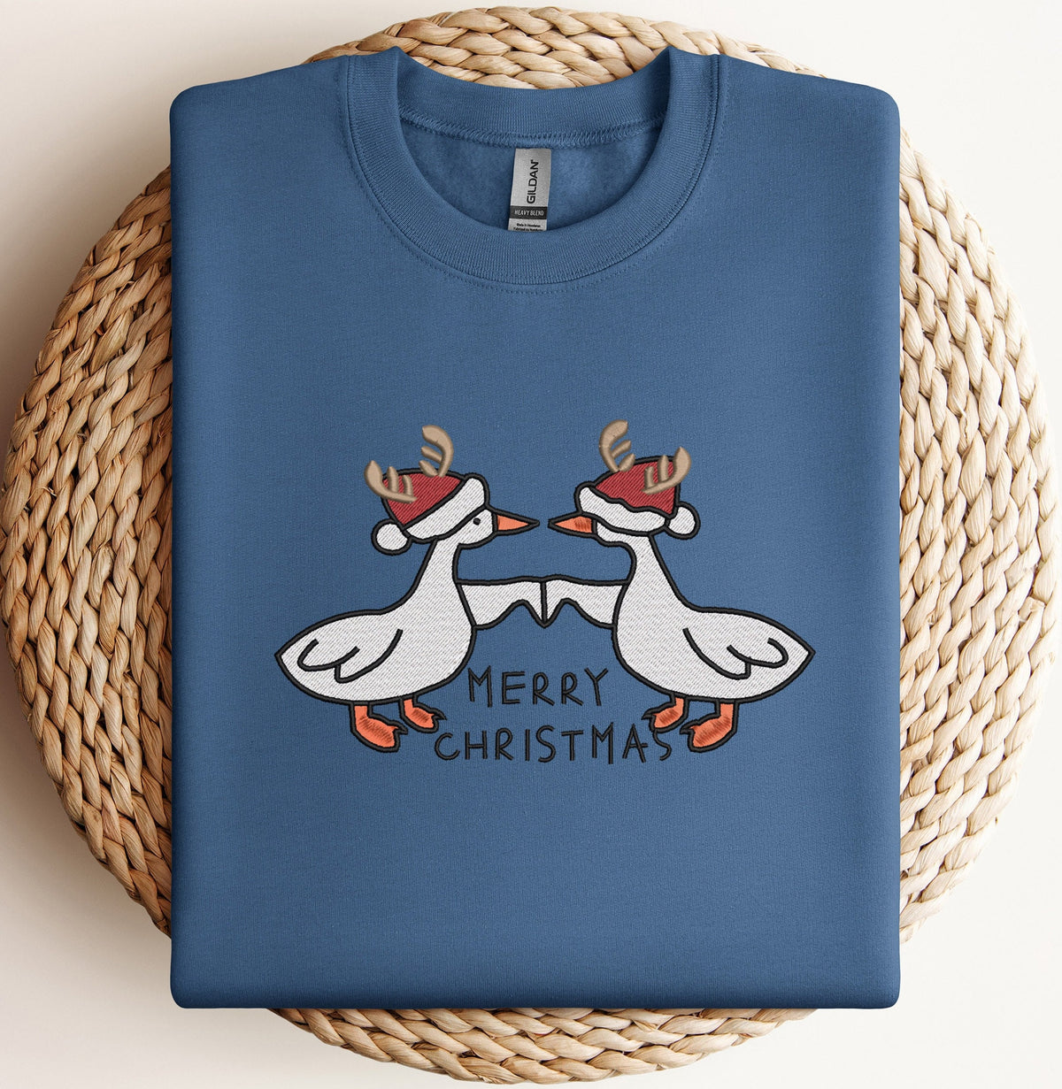 Geborduurd Merry Christmas Gans Sweatshirt, Geborduurde Kerstgans, Believe Christmas Tee, Vrolijk Kerstfeest, Vrolijk en Helder, Winter