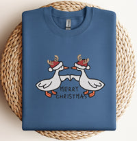 Geborduurd Merry Christmas Gans Sweatshirt, Geborduurde Kerstgans, Believe Christmas Tee, Vrolijk Kerstfeest, Vrolijk en Helder, Winter