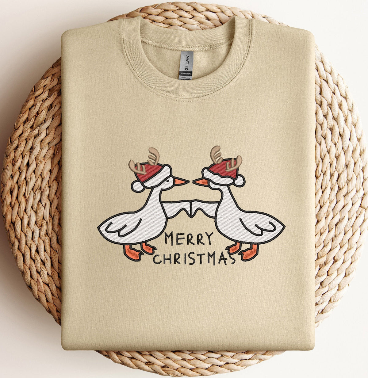 Geborduurd Merry Christmas Gans Sweatshirt, Geborduurde Kerstgans, Believe Christmas Tee, Vrolijk Kerstfeest, Vrolijk en Helder, Winter