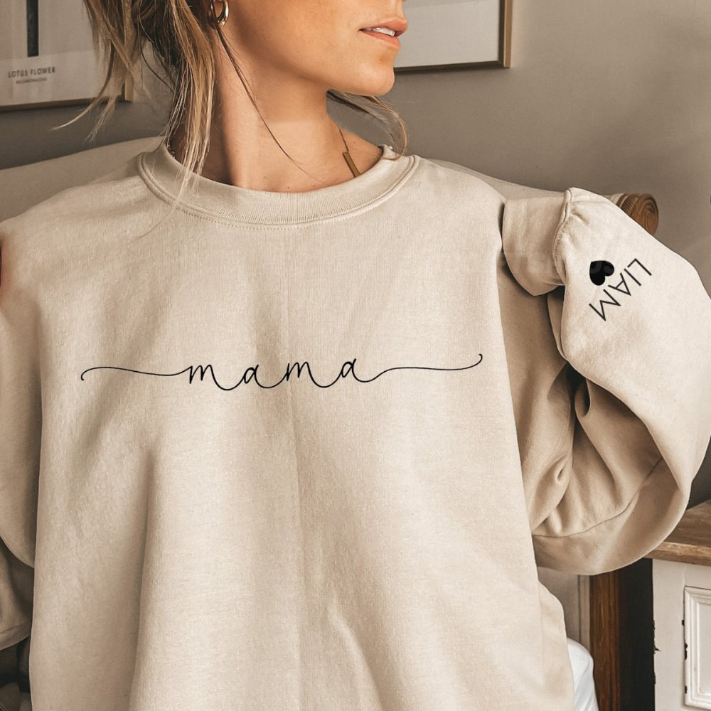 Sweat-shirt maman personnalisé avec les noms des enfants sur la manche, fête des mères, cadeau pour maman