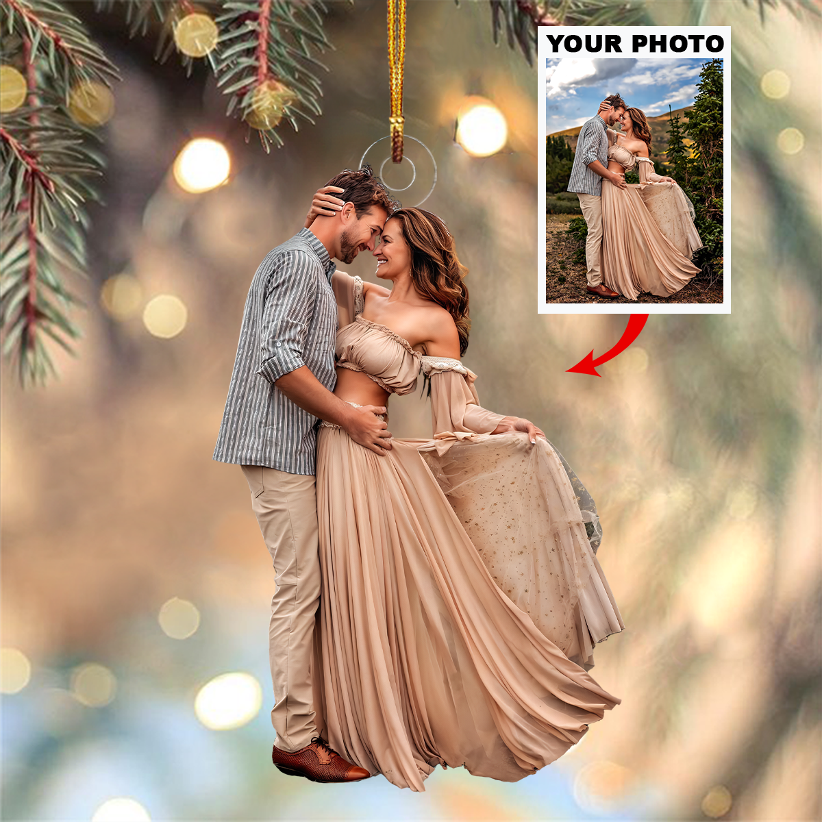 Jij en ik koppel ornament - gepersonaliseerd foto mica ornament - kerstcadeau