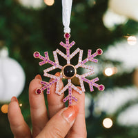 Décoration photo personnalisée en forme de flocon de neige rose, cadeaux de Noël
