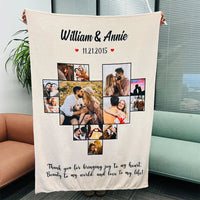 Gepersonaliseerde hartfotodeken, hartliefdecollage jubileumcadeau