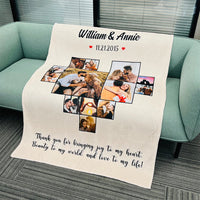 Gepersonaliseerde hartfotodeken, hartliefdecollage jubileumcadeau