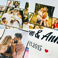 Gepersonaliseerde hartfotodeken, hartliefdecollage jubileumcadeau