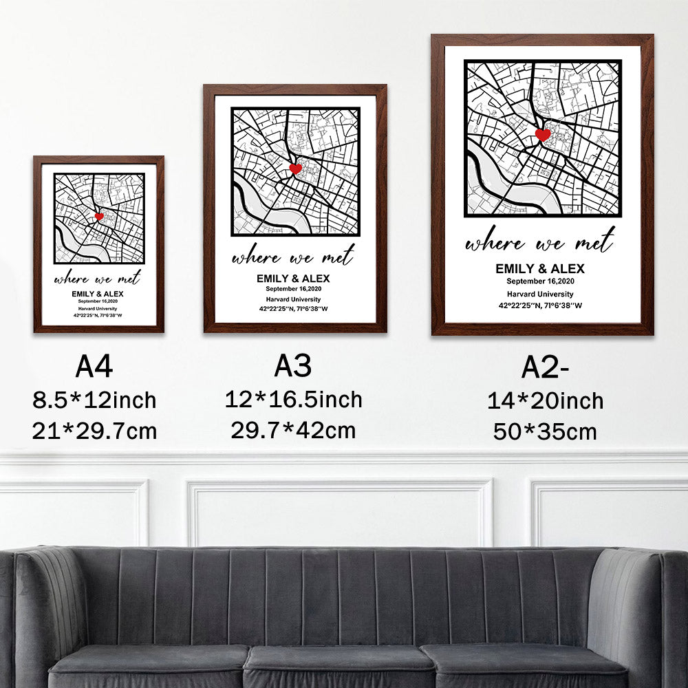 Carte de premier rendez-vous personnalisée, encadrée, cadeau pour couples