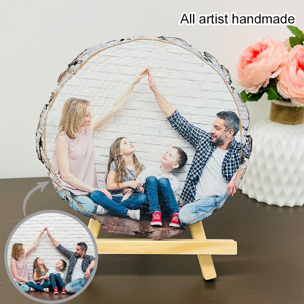 Aangepaste natuurlijke houten plak met individuele natuurlijke houten plak met foto en gegraveerde tekst als foto en gegraveerde tekst Valentijnsdagcadeaus