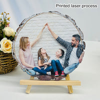 Aangepaste natuurlijke houten plak met individuele natuurlijke houten plak met foto en gegraveerde tekst als foto en gegraveerde tekst Valentijnsdagcadeaus