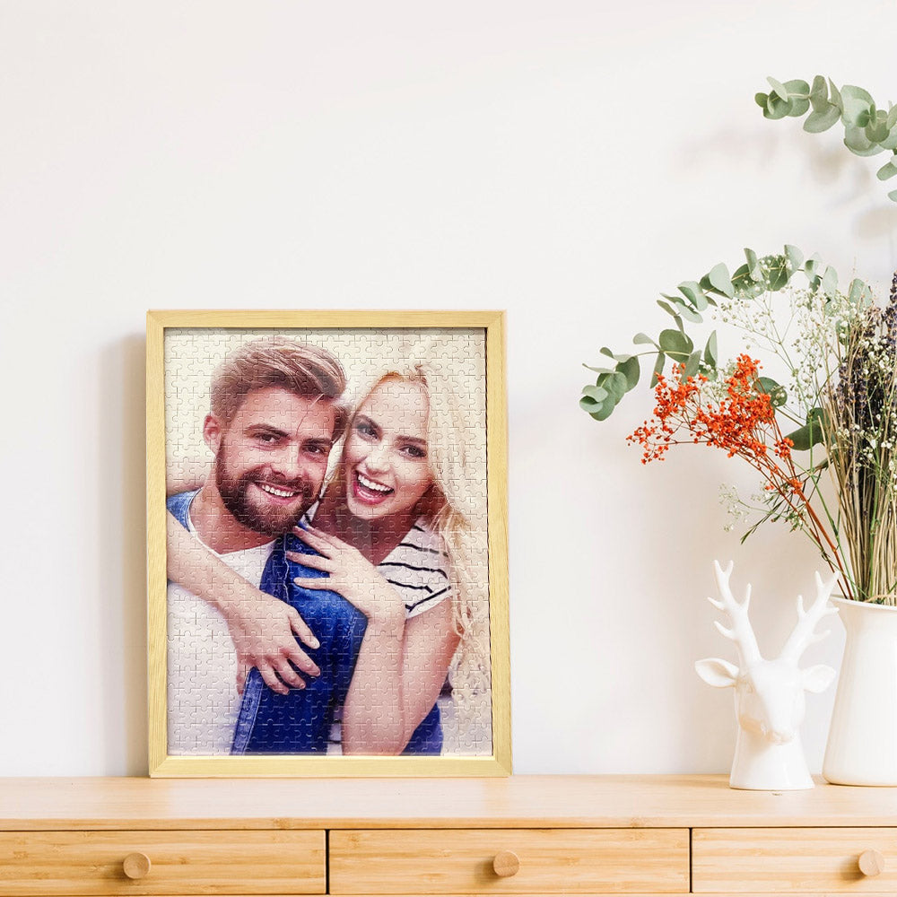 Gepersonaliseerde fotopuzzel met lijst, puzzelcadeau voor mannen