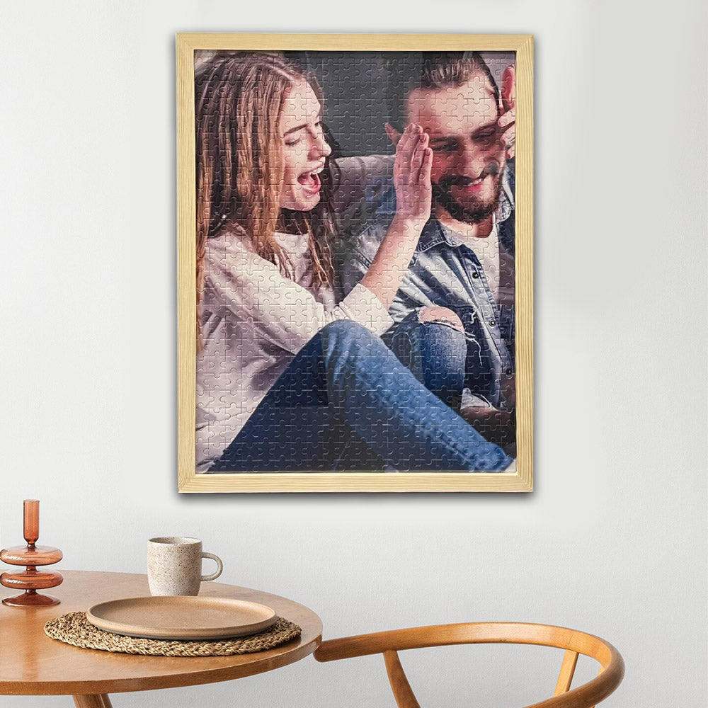 Gepersonaliseerde fotopuzzel met lijst, puzzelcadeau voor mannen