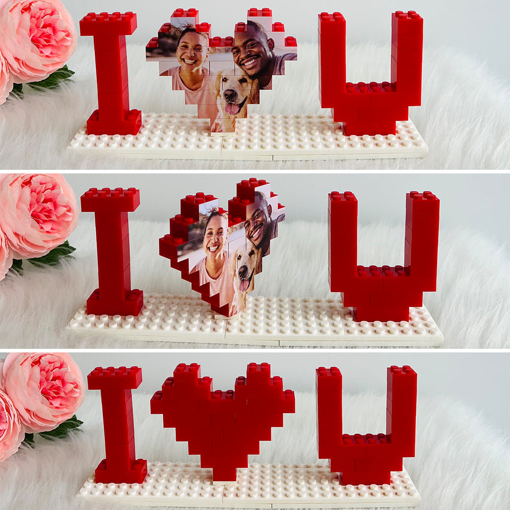 Puzzles personnalisés en briques « Je t'aime » pour les amoureux