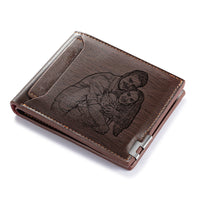 Portefeuille photo personnalisé en cuir pour homme, cadeau pour la fête des pères, avec emplacement pour carte, nom et lettres gravés, cadeau pour lui