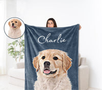 Gepersonaliseerde deken voor huisdieren met foto van huisdier, gepersonaliseerde deken voor honden met naam, gepersonaliseerde deken met foto van kat, deken met foto van huisdier, cadeau voor hondenvader