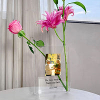 Aangepaste fotoboekvaas voor bloemen, acryl vaas, esthetische kamerdecoratie