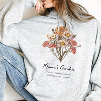 Sweat à capuche/col rond personnalisé avec bouquet de fleurs de naissance