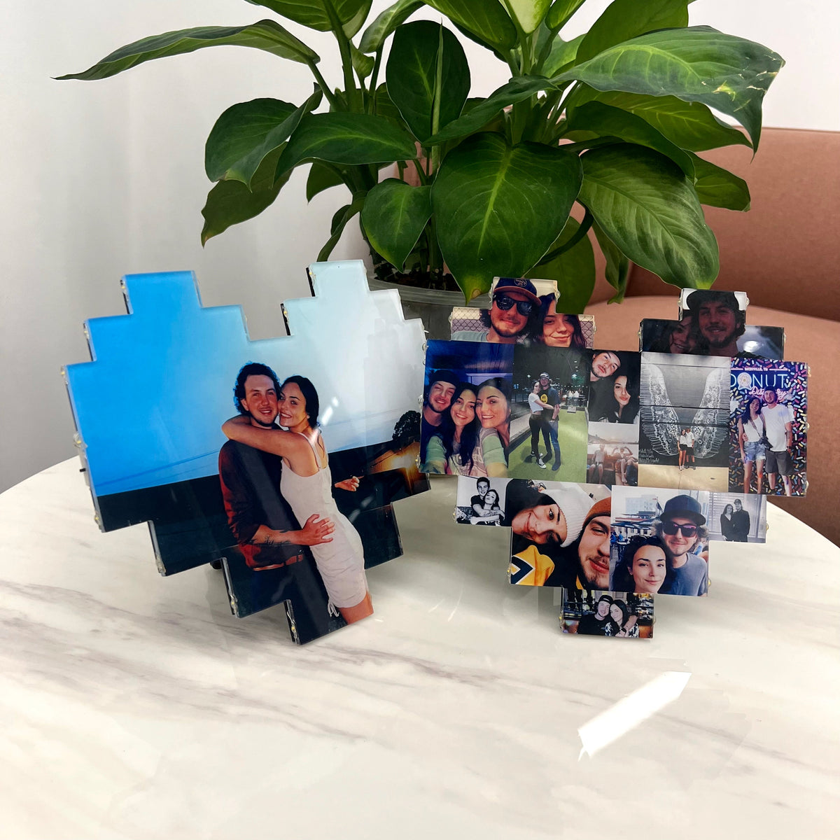 Individuele fotocollagelamp in hartvorm