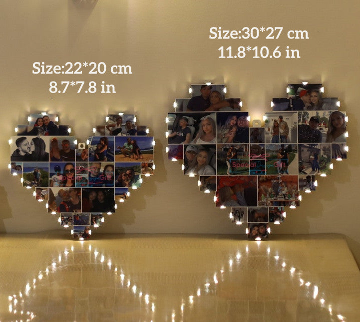 Individuele fotocollagelamp in hartvorm