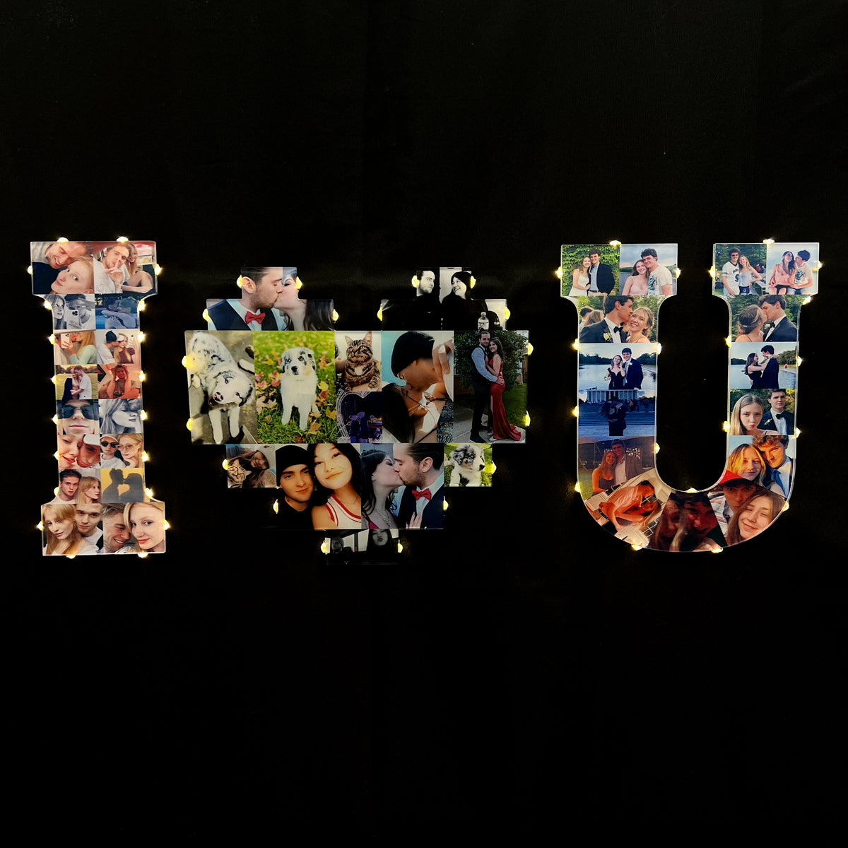 Individuele fotocollagelamp in hartvorm