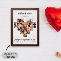 Individueel hart fotolijstje met naam en datum voor de liefde