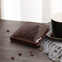 Portefeuille photo personnalisé en cuir pour homme, cadeau pour la fête des pères, avec emplacement pour carte, nom et lettres gravés, cadeau pour lui